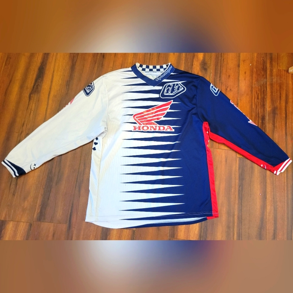 Kid's Troy Lee Designs Honda Motocross Dirt Bike Racing Jersey with Blue & White